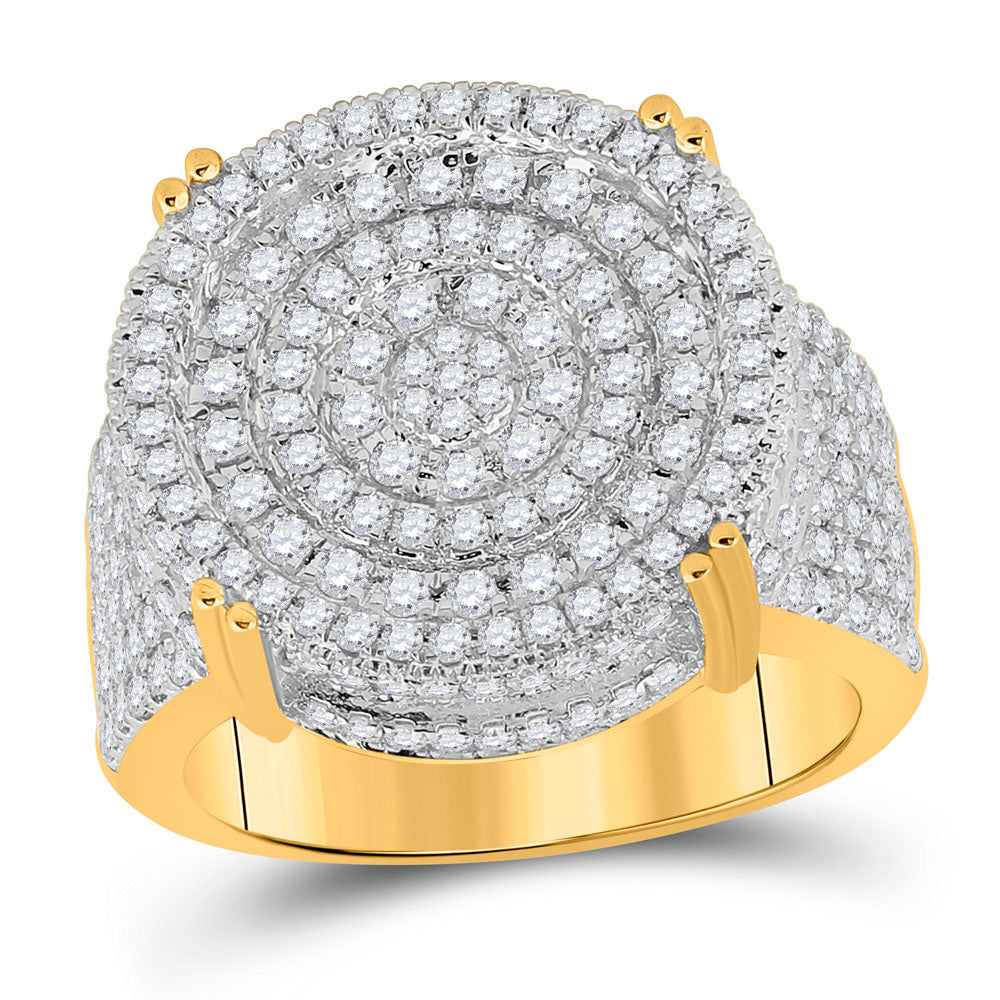 10kt Yellow Gold Mens Round Diamond Statement Cluster Ring 1-7/8 Cttw