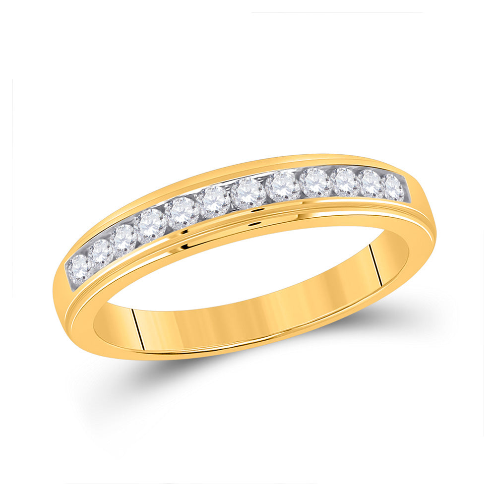 10kt Yellow Gold Mens Round Diamond Wedding Band Ring 1/2 Cttw