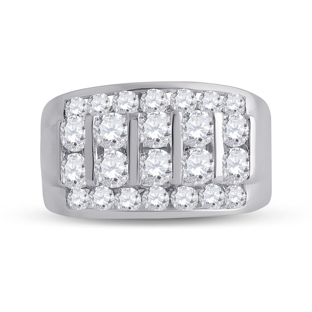 14kt White Gold Mens Round Diamond Channel-Set Band Ring 3 Cttw