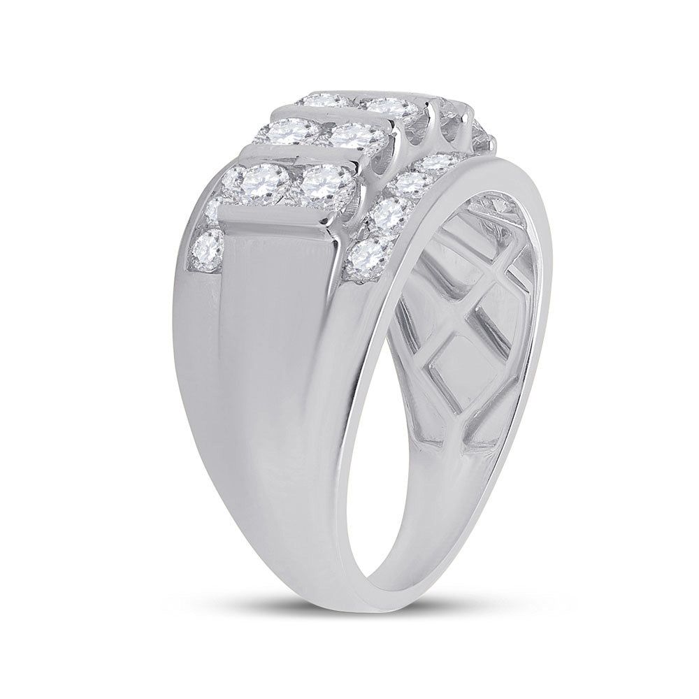 14kt White Gold Mens Round Diamond Channel-Set Band Ring 3 Cttw