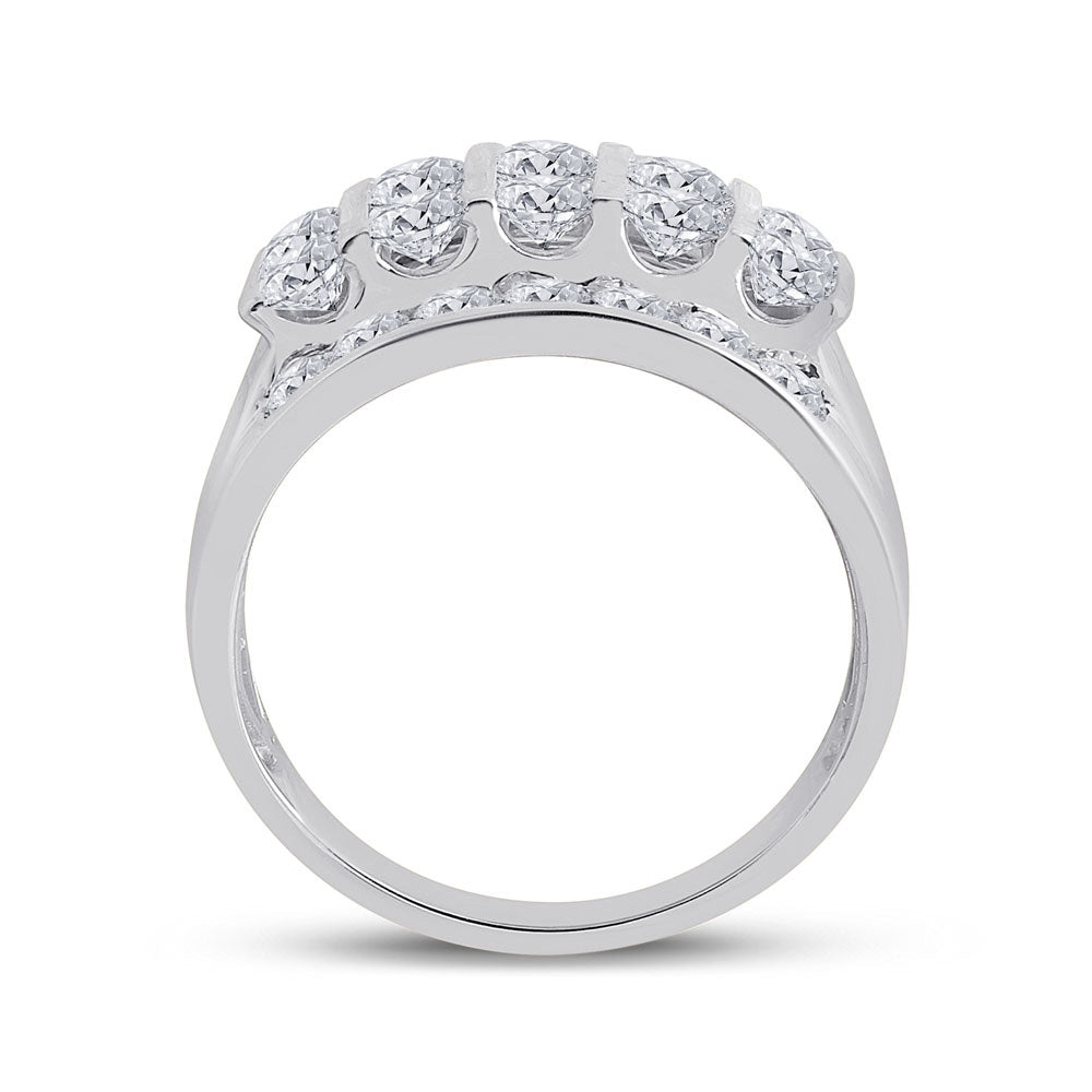 14kt White Gold Mens Round Diamond Channel-Set Band Ring 3 Cttw