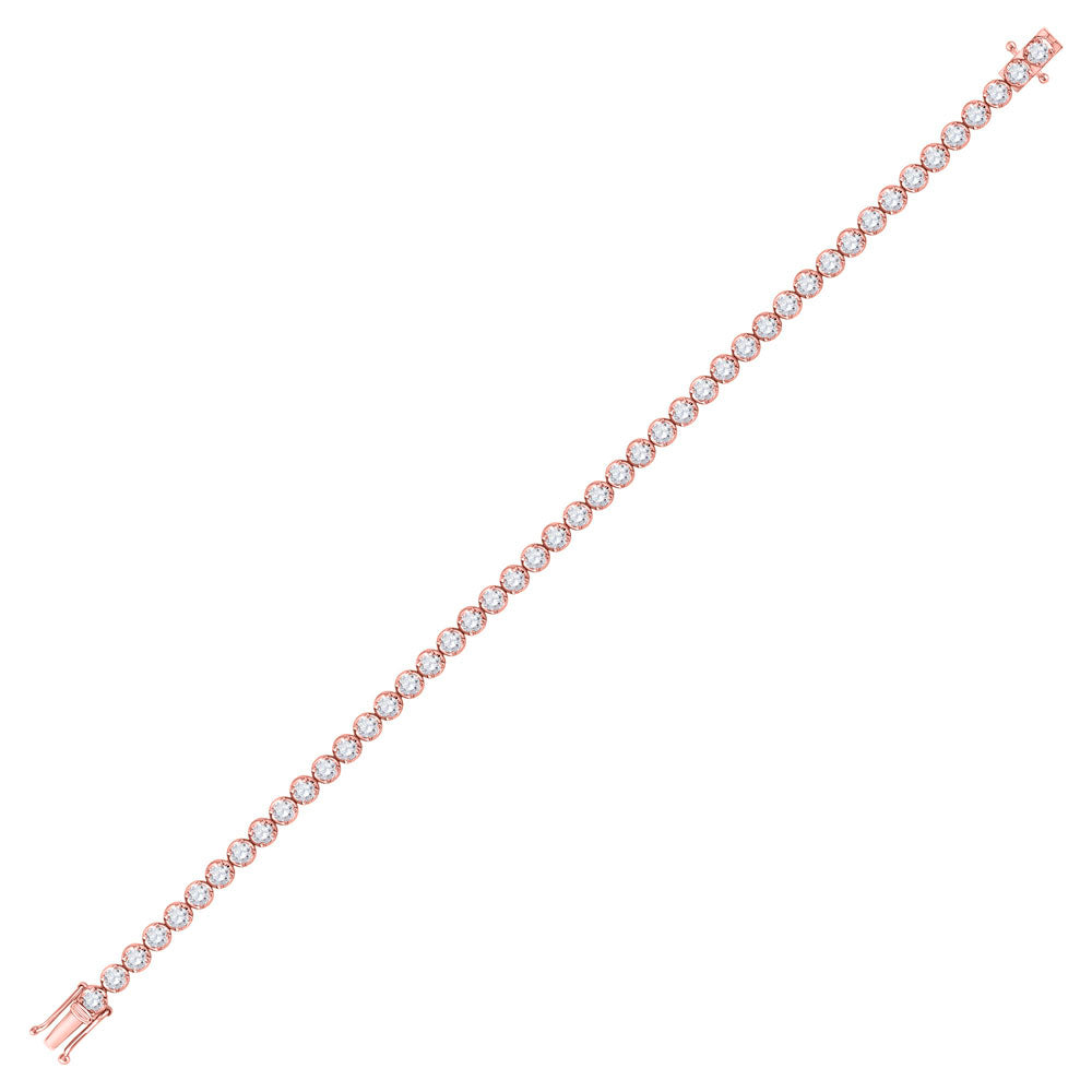 14kt Rose Gold Womens Round Diamond Tennis Bracelet 4 Cttw