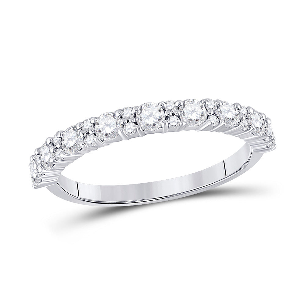 10kt White Gold Womens Round Diamond Single Row Band Ring 3/4 Cttw