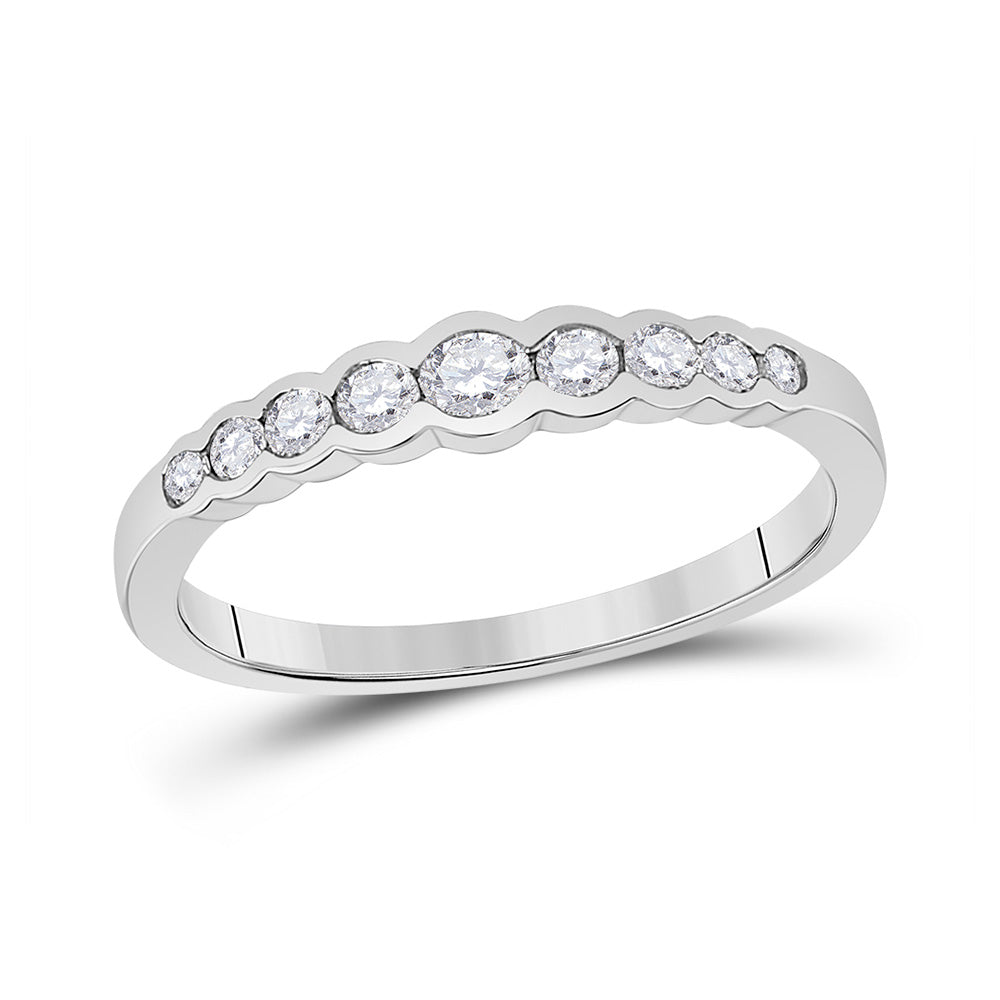 10kt White Gold Womens Round Diamond Stackable Band Ring 1/3 Cttw