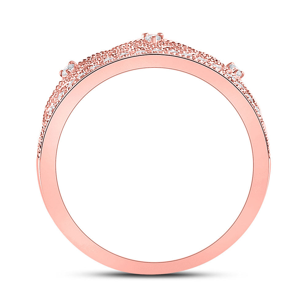 10kt Rose Gold Womens Round Diamond Band Ring 1/5 Cttw