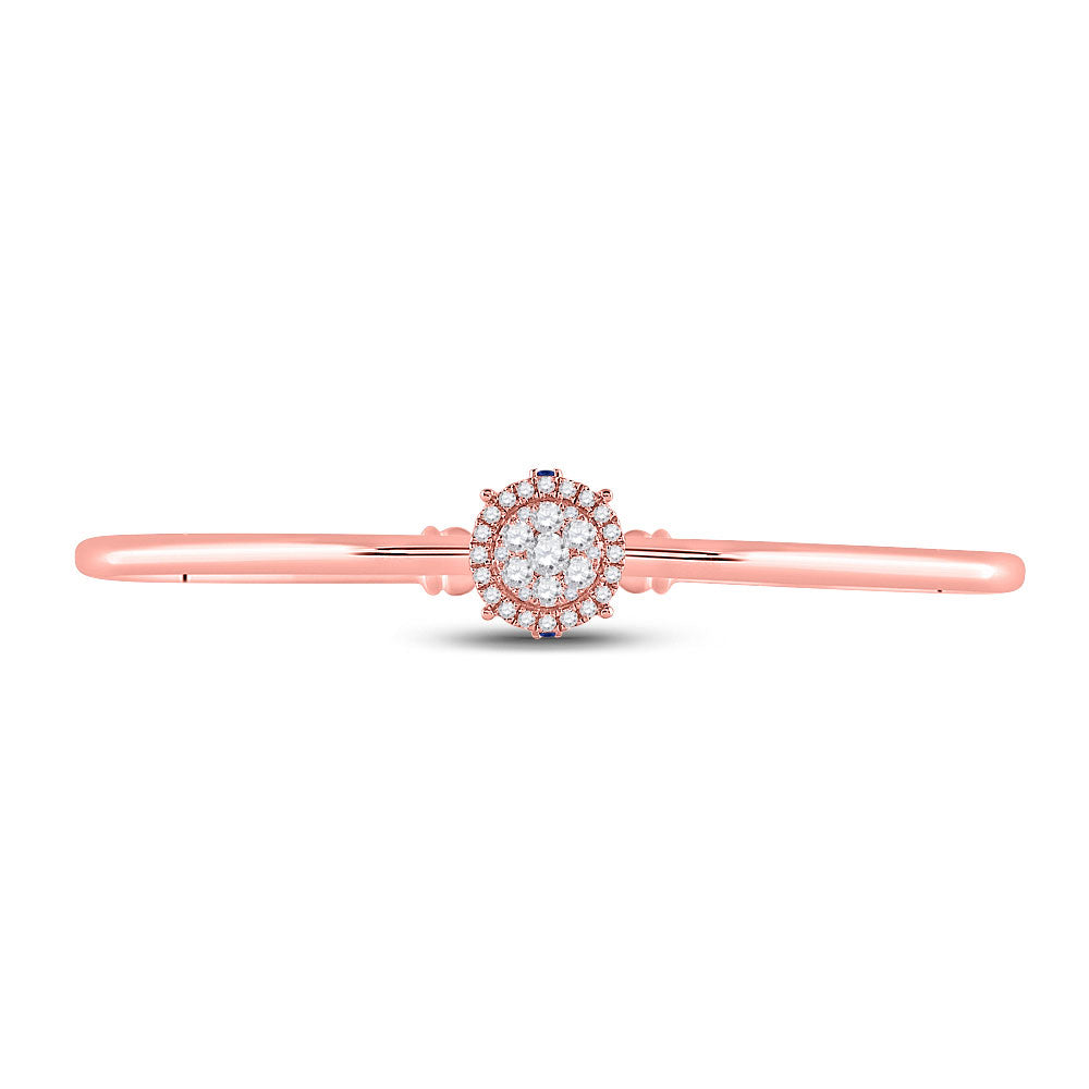 14kt Rose Gold Womens Round Diamond Cluster Bangle Bracelet 1/2 Cttw