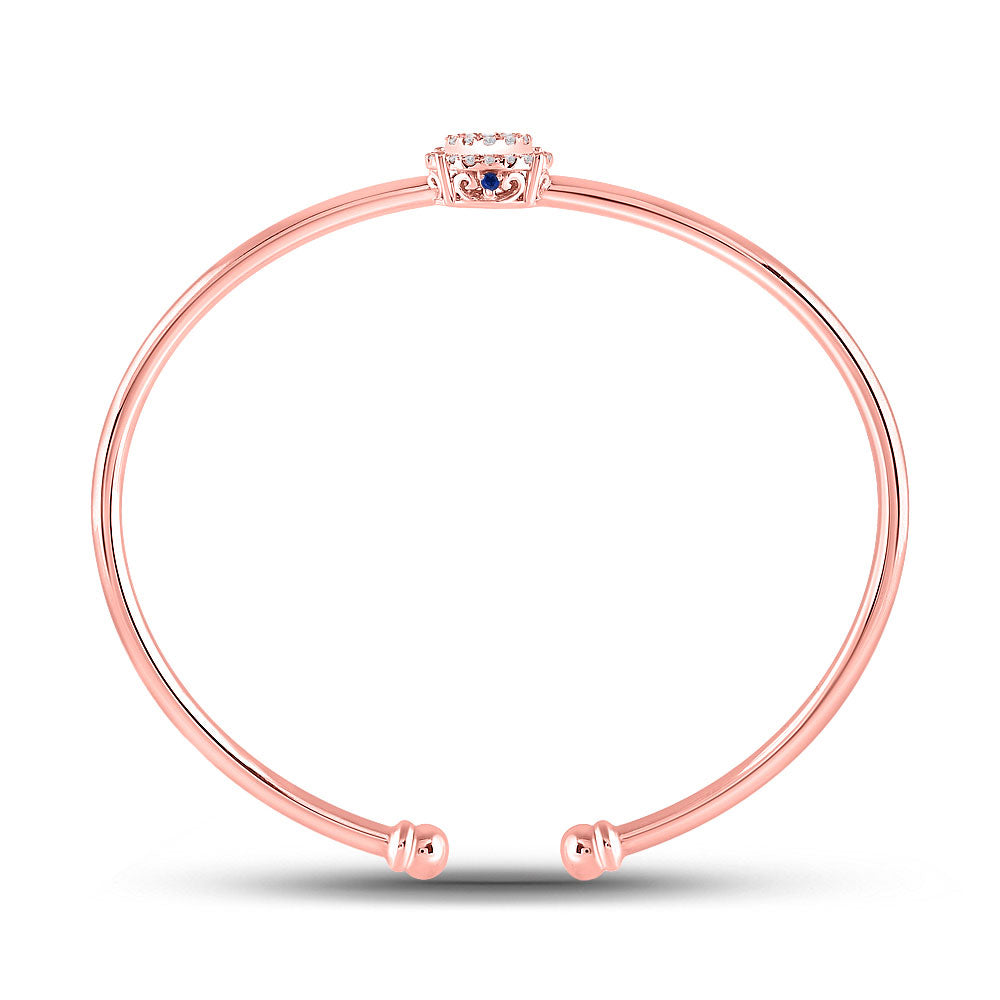 14kt Rose Gold Womens Round Diamond Cluster Bangle Bracelet 1/2 Cttw