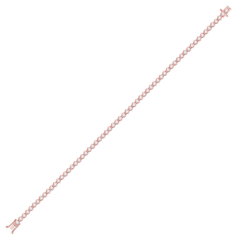 10kt Rose Gold Womens Round Diamond Studded Tennis Bracelet 2 Cttw