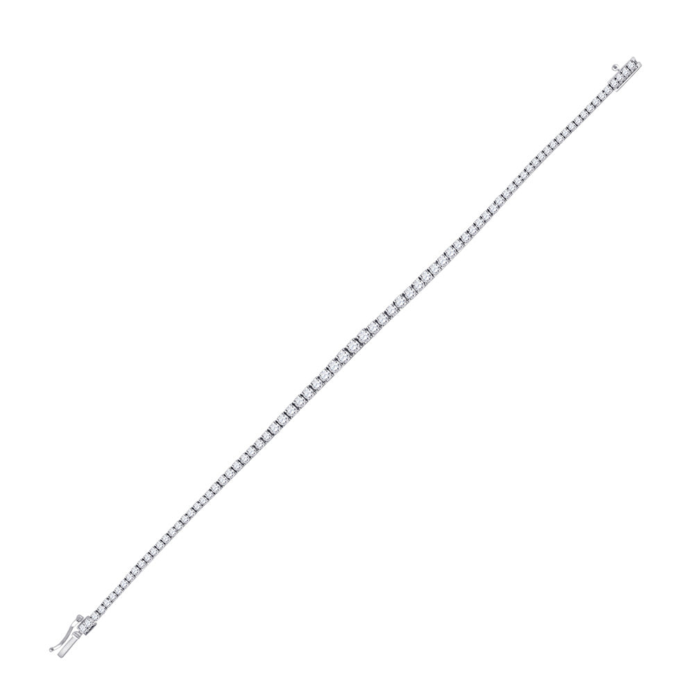 14kt White Gold Womens Round Diamond Tennis Bracelet 3 Cttw