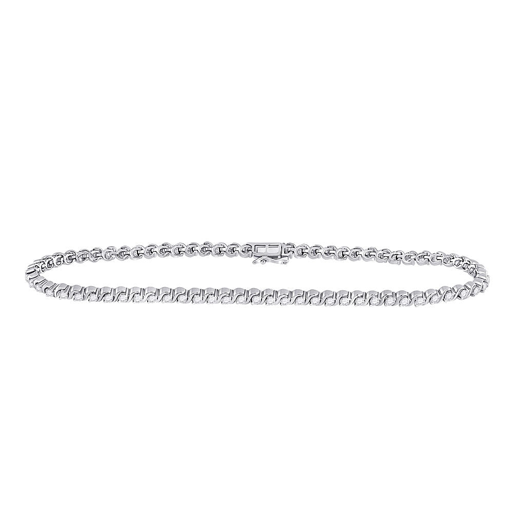 10kt White Gold Womens Round Diamond Classic Tennis Bracelet 1 Cttw