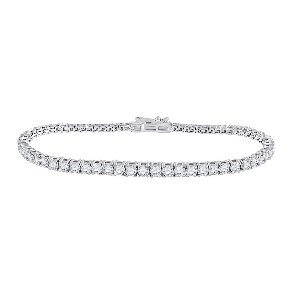 14kt White Gold Womens Round Diamond Single Row Tennis Bracelet 4 Cttw