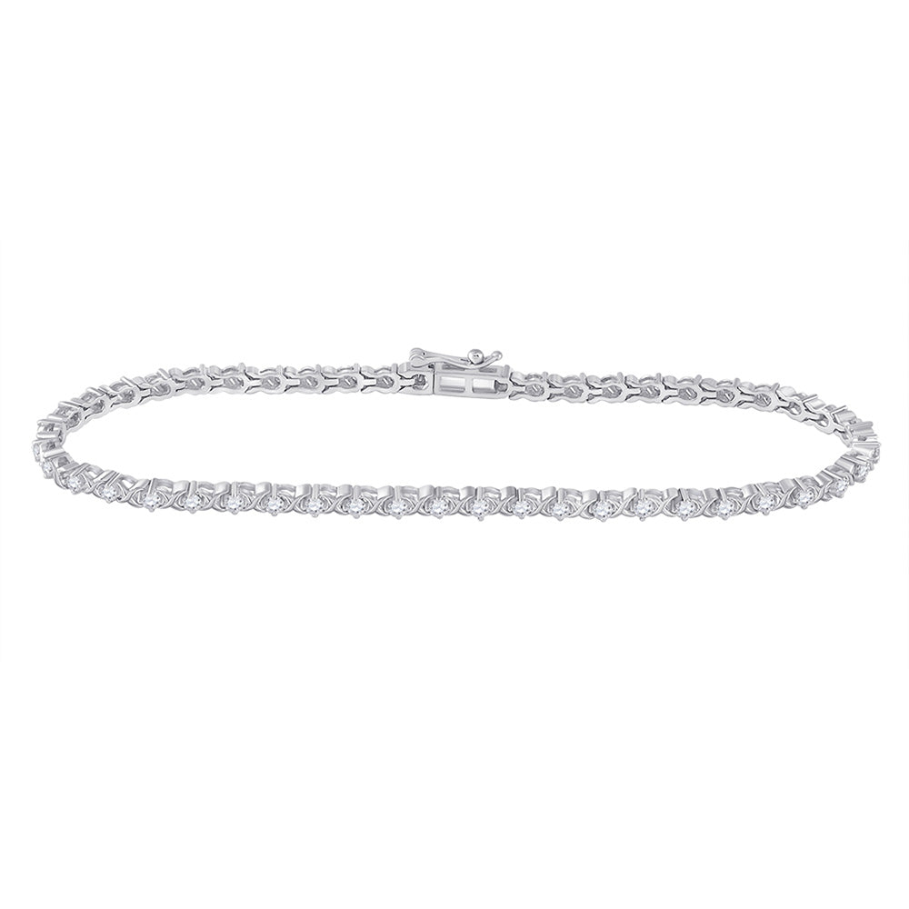 10kt White Gold Womens Round Diamond Tennis Bracelet 1 Cttw