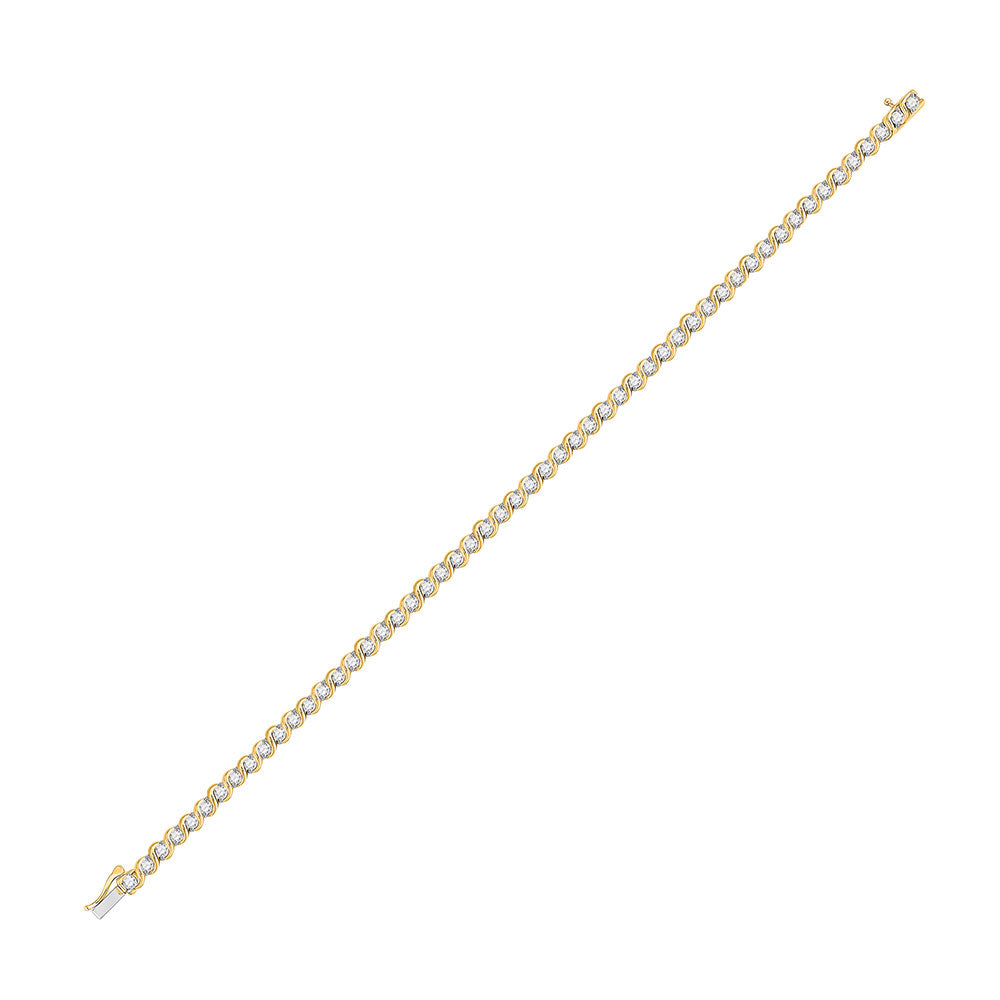 10kt Two-tone Gold Womens Round Diamond Tennis Bracelet 2 Cttw