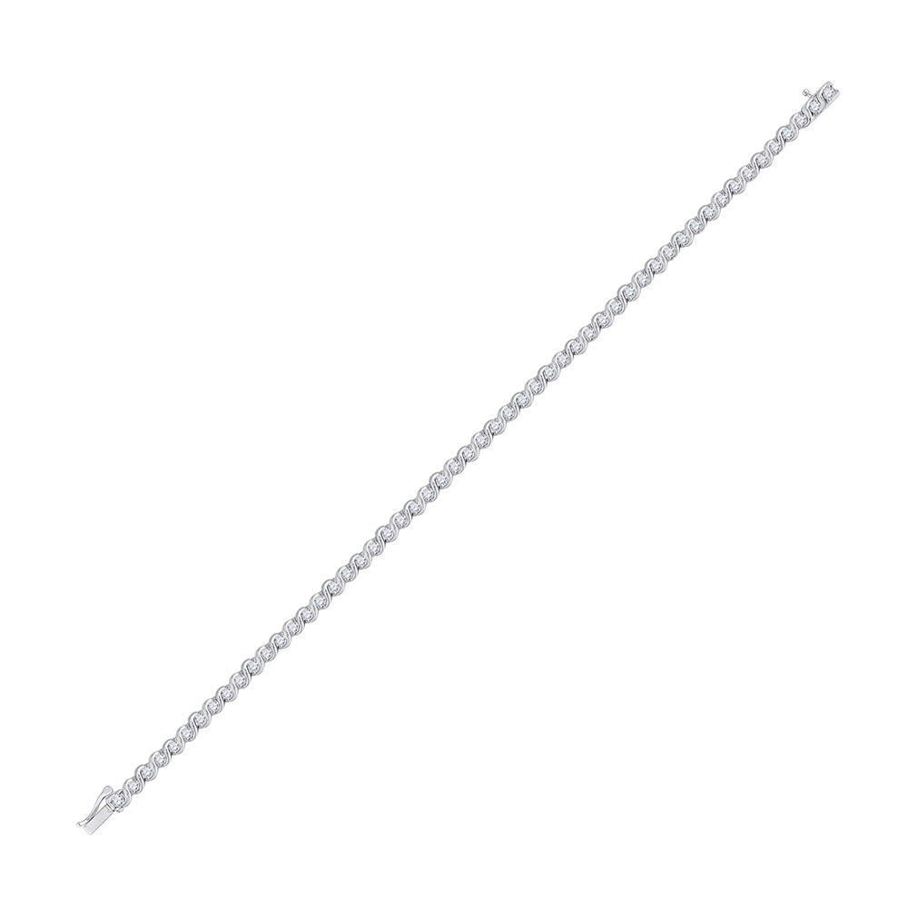 10kt White Gold Womens Round Diamond Tennis Bracelet 2 Cttw