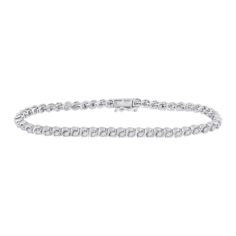 10kt White Gold Womens Round Diamond Tennis Bracelet 2 Cttw