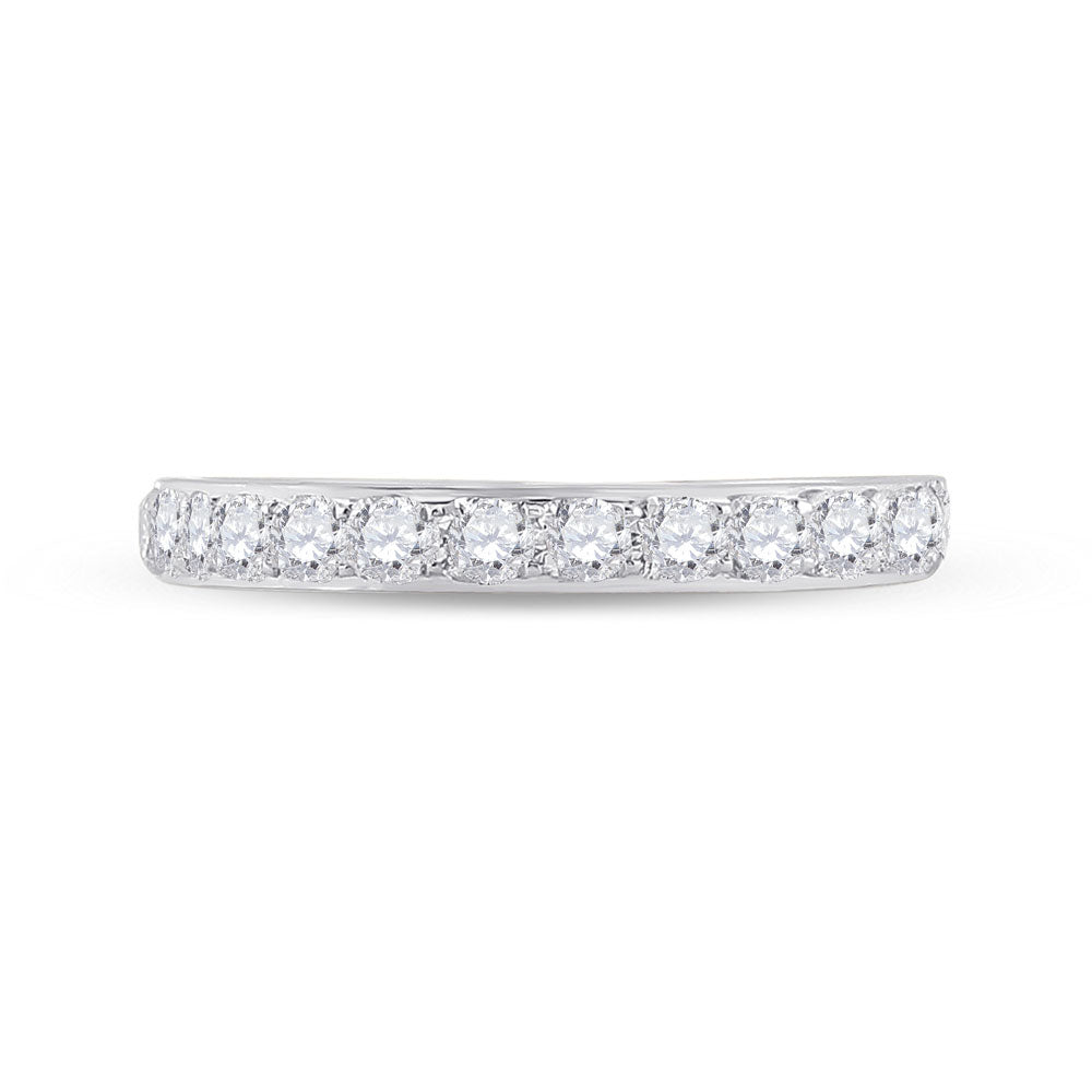 14kt White Gold Womens Round Diamond Wedding Single Row Band 1/2 Cttw