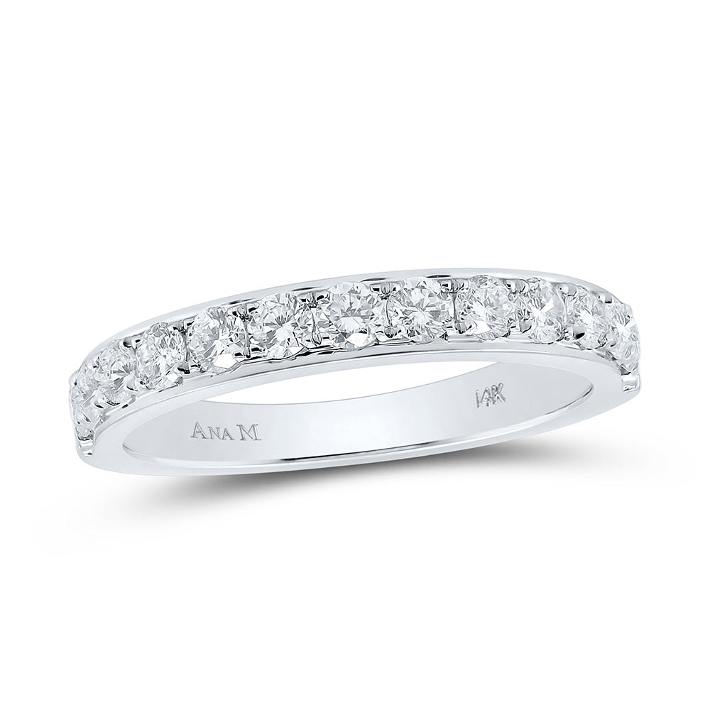 14kt White Gold Womens Round Diamond Wedding Single Row Band 1/2 Cttw