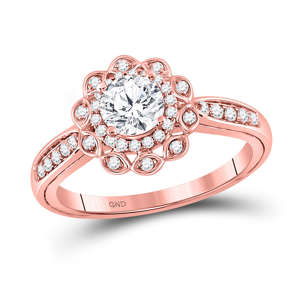 14kt Rose Gold Round Diamond Solitaire Bridal Wedding Engagement Ring 1 Cttw