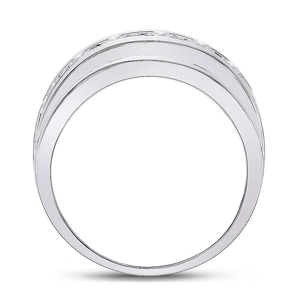 14kt White Gold Mens Round Diamond Single Row Band Ring 2 Cttw