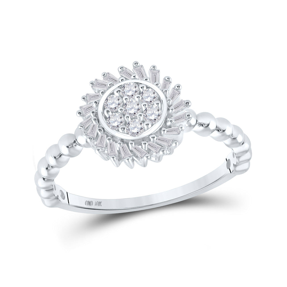 10kt White Gold Womens Round Diamond Cluster Ring 1/3 Cttw