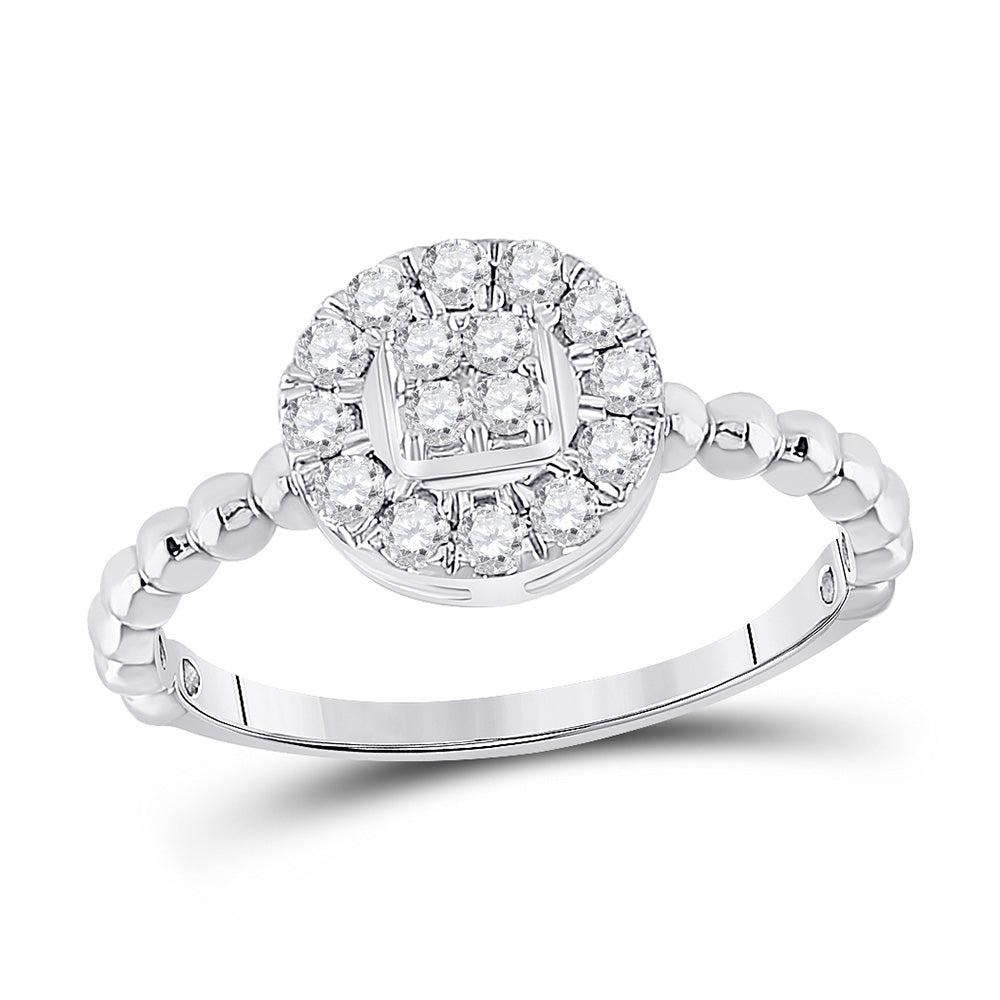 10kt White Gold Womens Round Diamond Circle Cluster Ring 1/3 Cttw