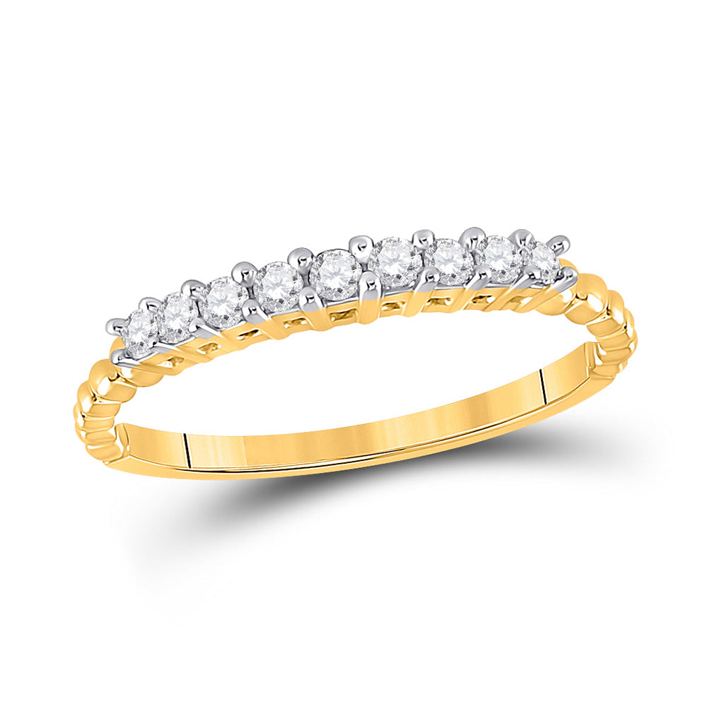 10kt Yellow Gold Womens Round Diamond Single Row Band Ring 1/4 Cttw
