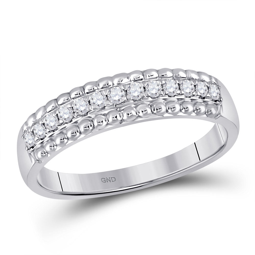 10kt White Gold Womens Round Diamond Wedding Anniversary Band 1/4 Cttw