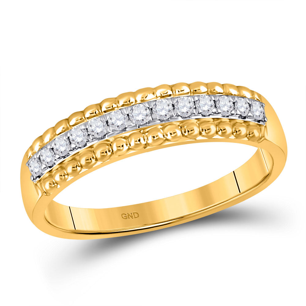 10kt Yellow Gold Womens Round Diamond Wedding Anniversary Band 1/4 Cttw