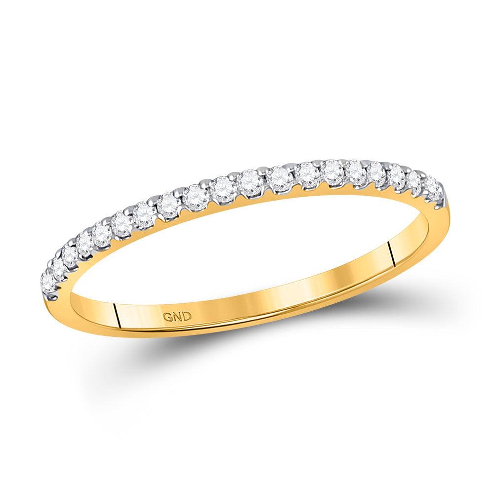 14kt Yellow Gold Womens Round Diamond Wedding Band 1/6 Cttw