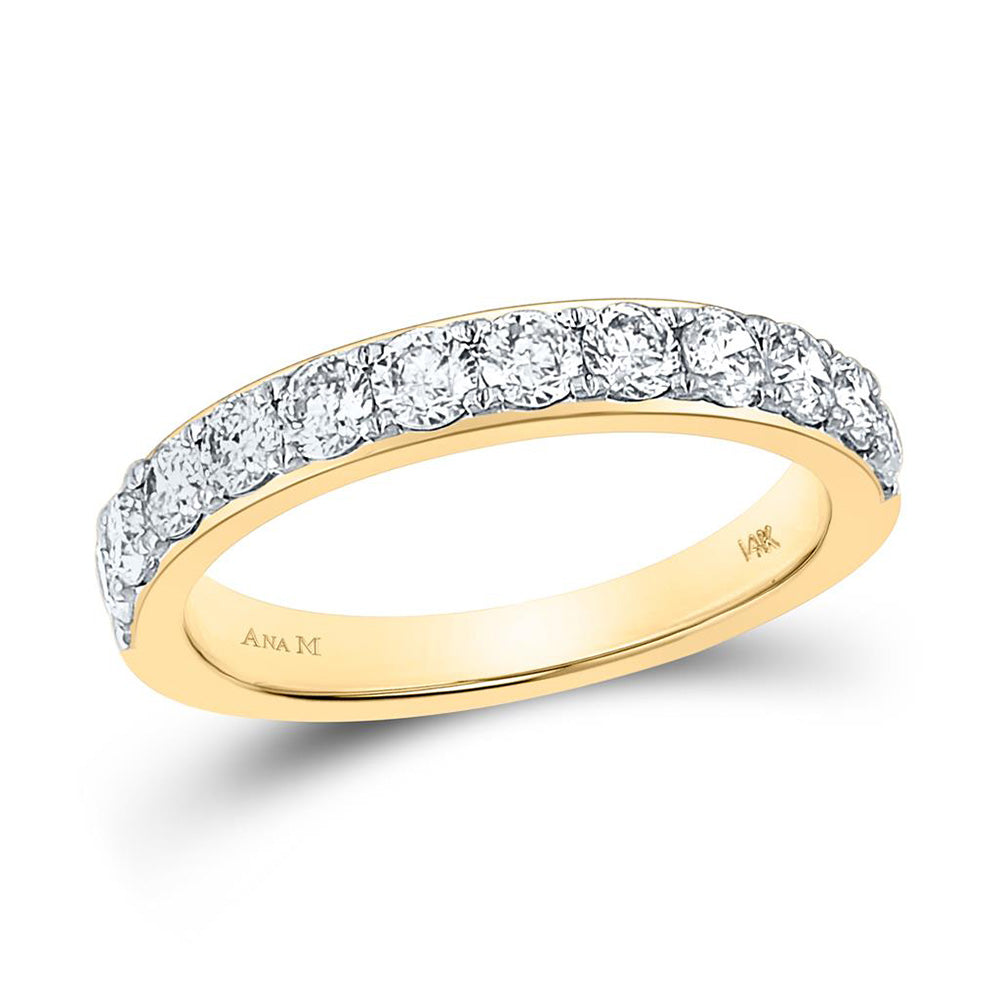 14kt Yellow Gold Womens Round Diamond Wedding Single Row Band 1 Cttw