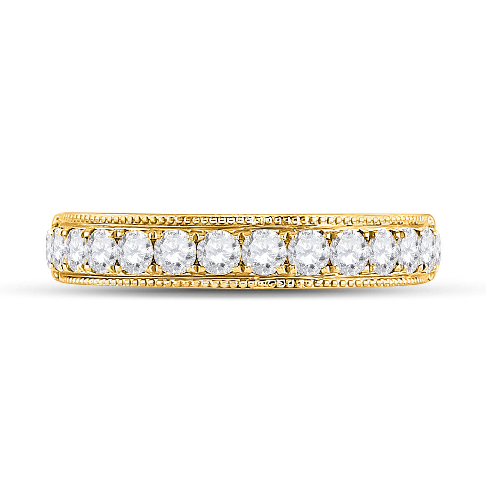 14kt Yellow Gold Womens Round Diamond Wedding Single Row Band 3/4 Cttw