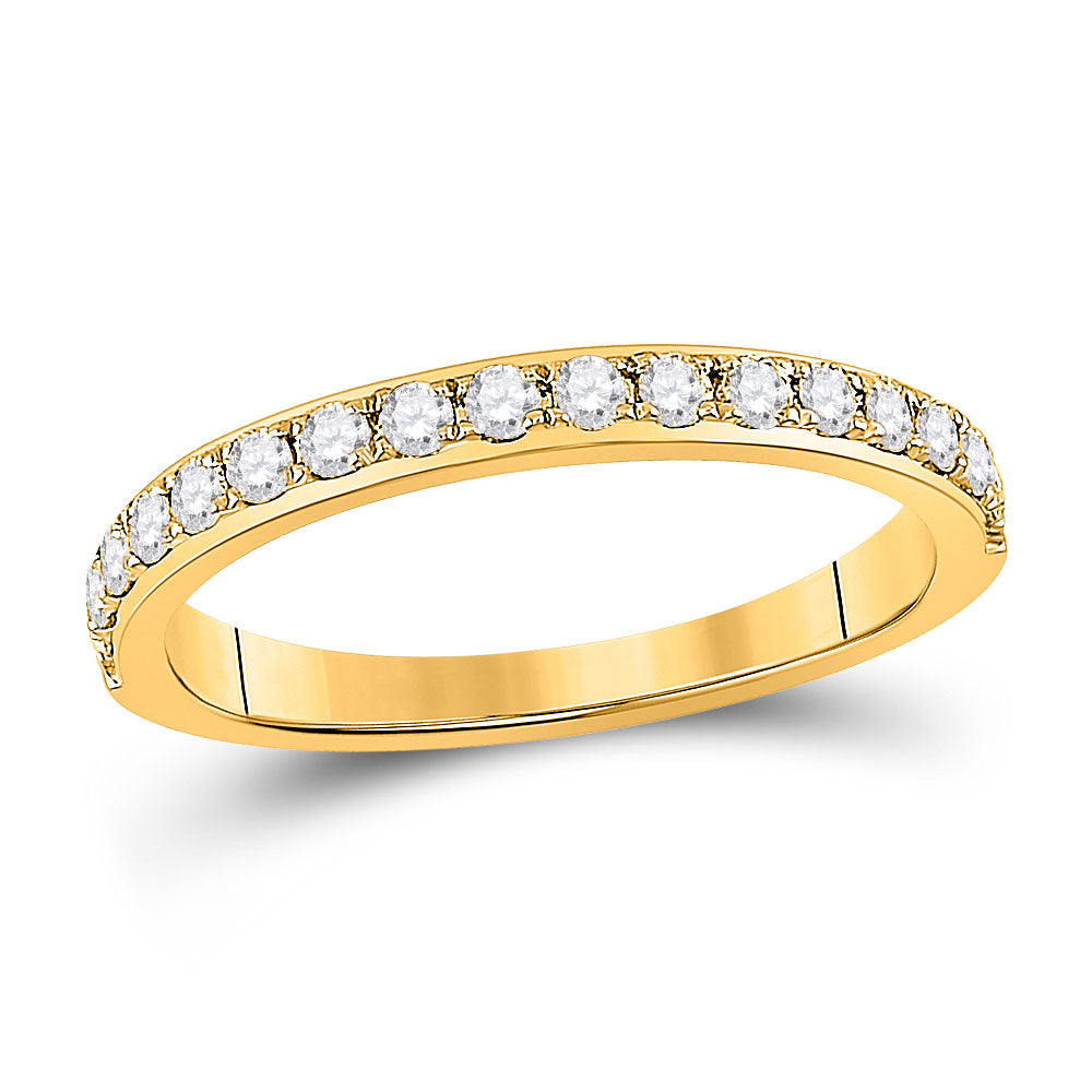 14kt Yellow Gold Womens Round Diamond Wedding Single Row Band 1/3 Cttw