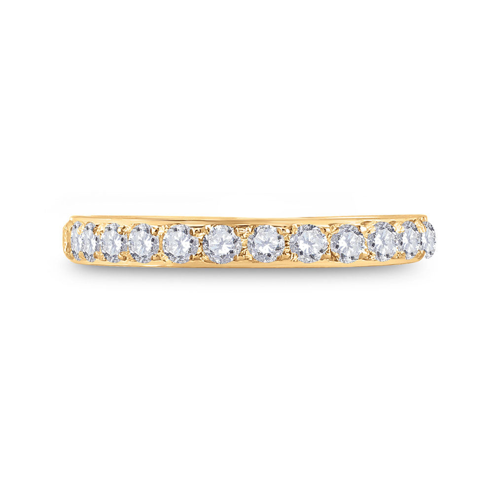 14kt Yellow Gold Womens Round Diamond Wedding Single Row Band 1/2 Cttw