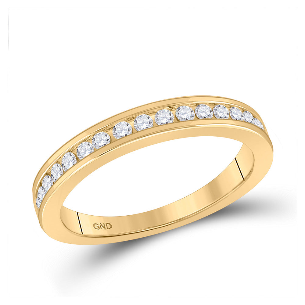 14kt Yellow Gold Womens Round Diamond Wedding Single Row Band 1/3 Cttw