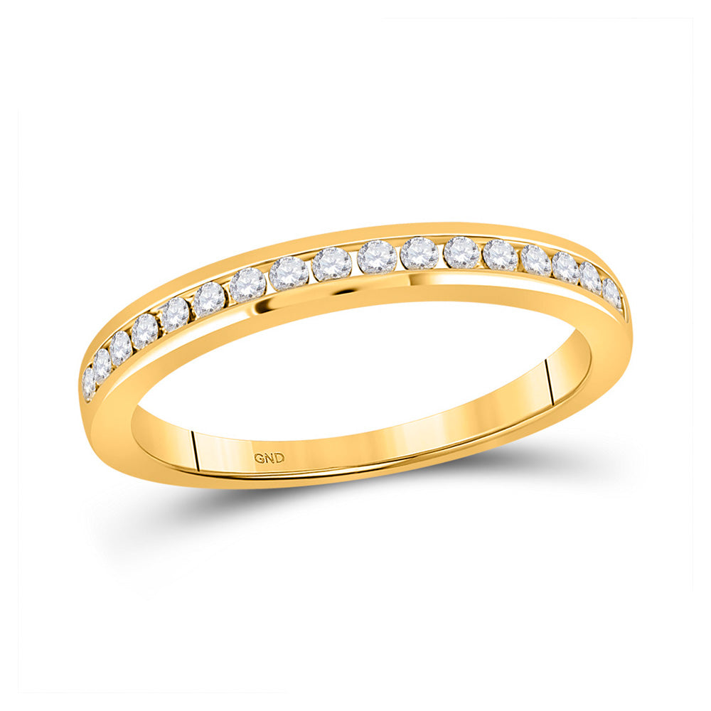 14kt Yellow Gold Womens Round Diamond Wedding Single Row Band 1/4 Cttw