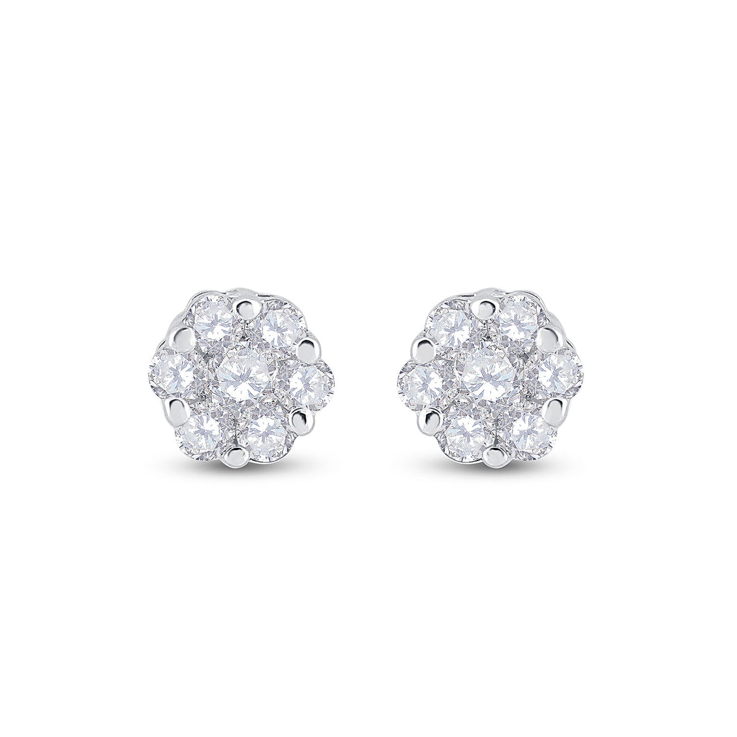 10kt White Gold Womens Round Diamond Cluster Earrings 1/6 Cttw