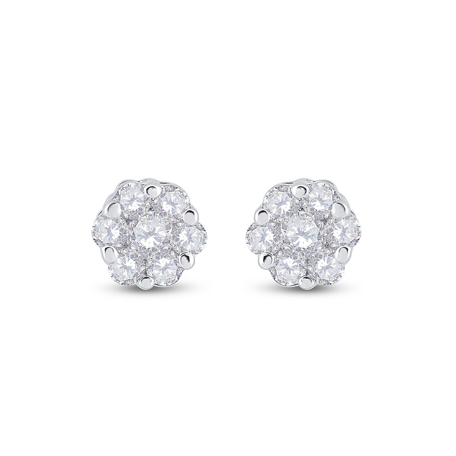 10kt White Gold Womens Round Diamond Cluster Earrings 1/6 Cttw