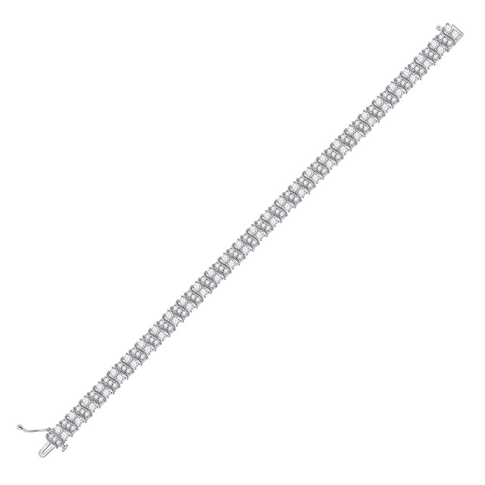 14kt White Gold Womens Round Diamond Tennis Bracelet 5 Cttw