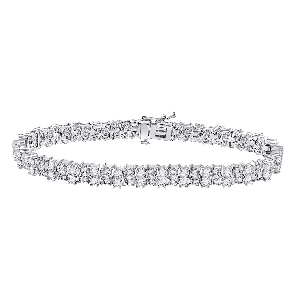 14kt White Gold Womens Round Diamond Tennis Bracelet 5 Cttw