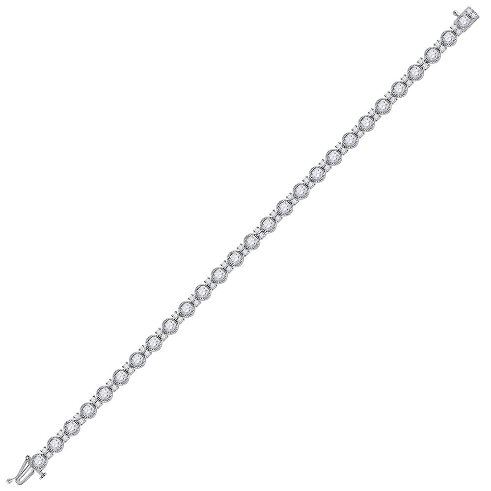 14kt White Gold Womens Round Diamond Statement Tennis Bracelet 4 Cttw