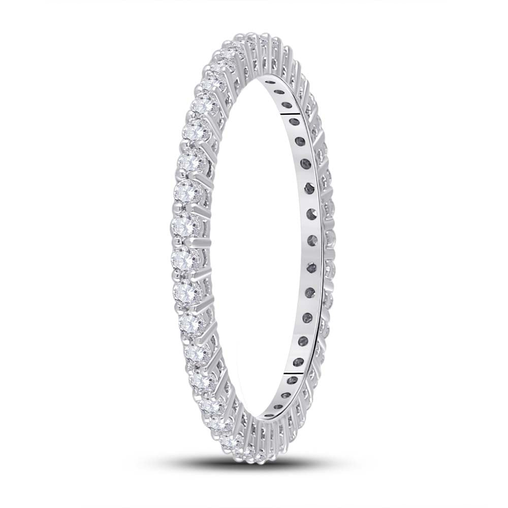 14kt White Gold Womens Round Diamond Eternity Wedding Band 1/2 Cttw