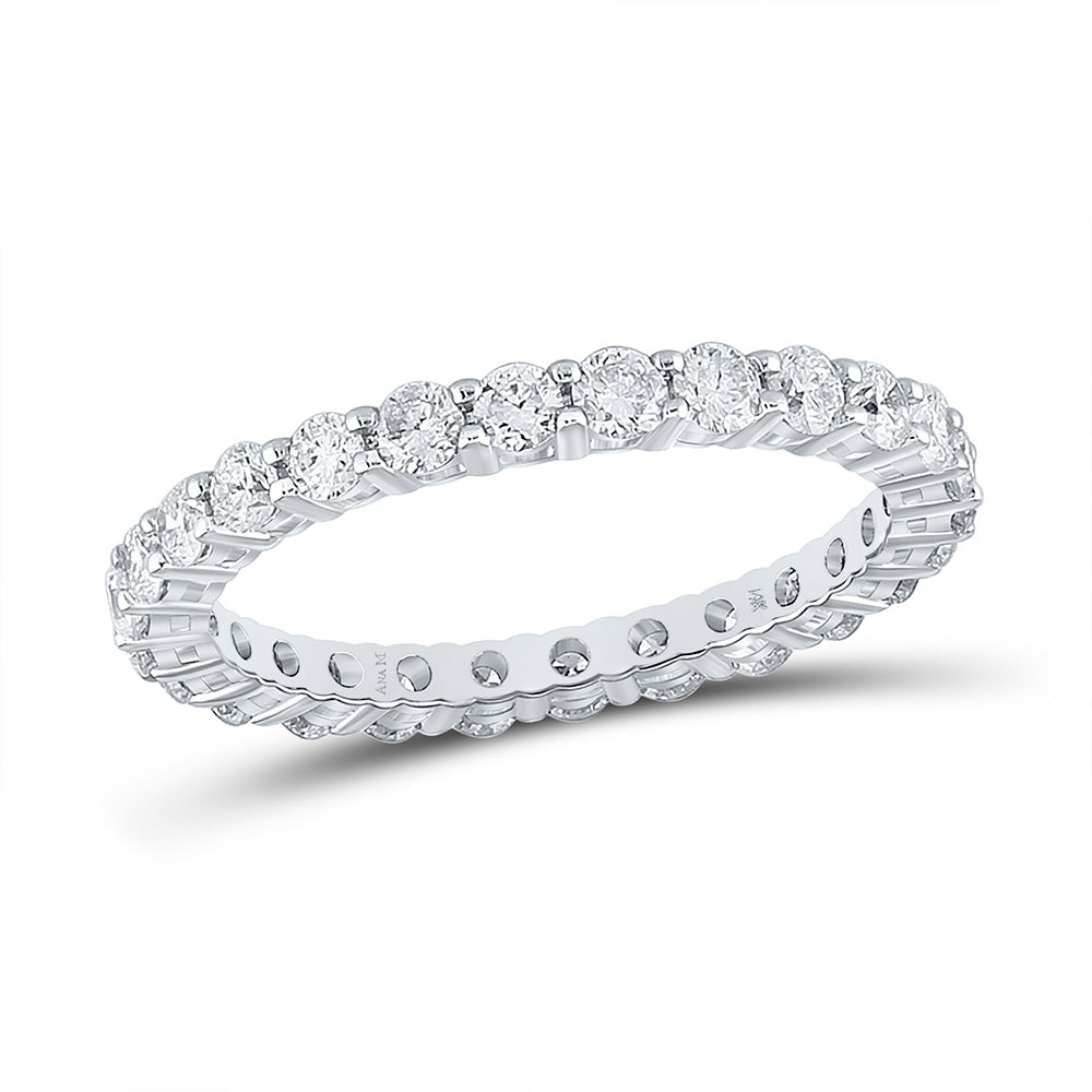 14kt White Gold Womens Round Diamond Eternity Wedding Band 1-1/2 Cttw