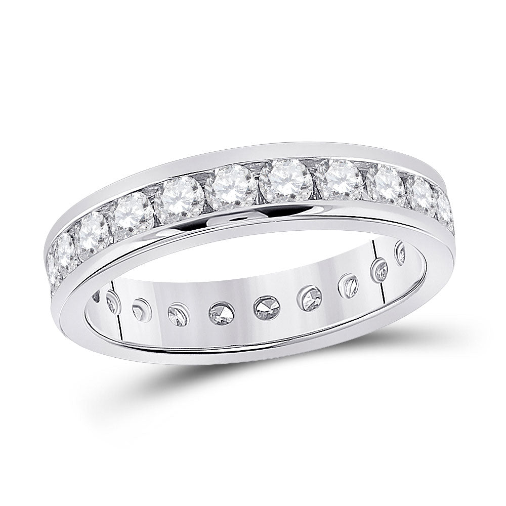 14kt White Gold Womens Round Diamond Eternity Wedding Band 2 Cttw