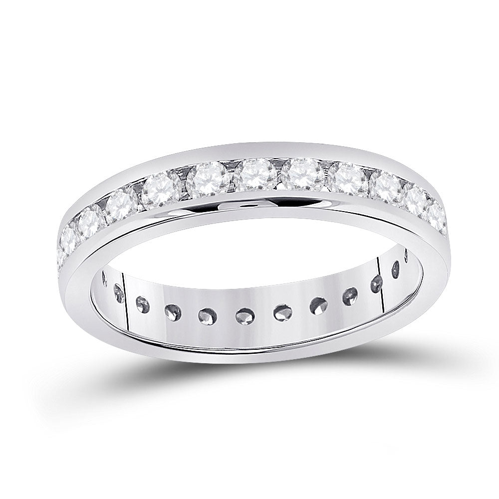 14kt White Gold Womens Round Diamond Eternity Wedding Band 1-1/2 Cttw