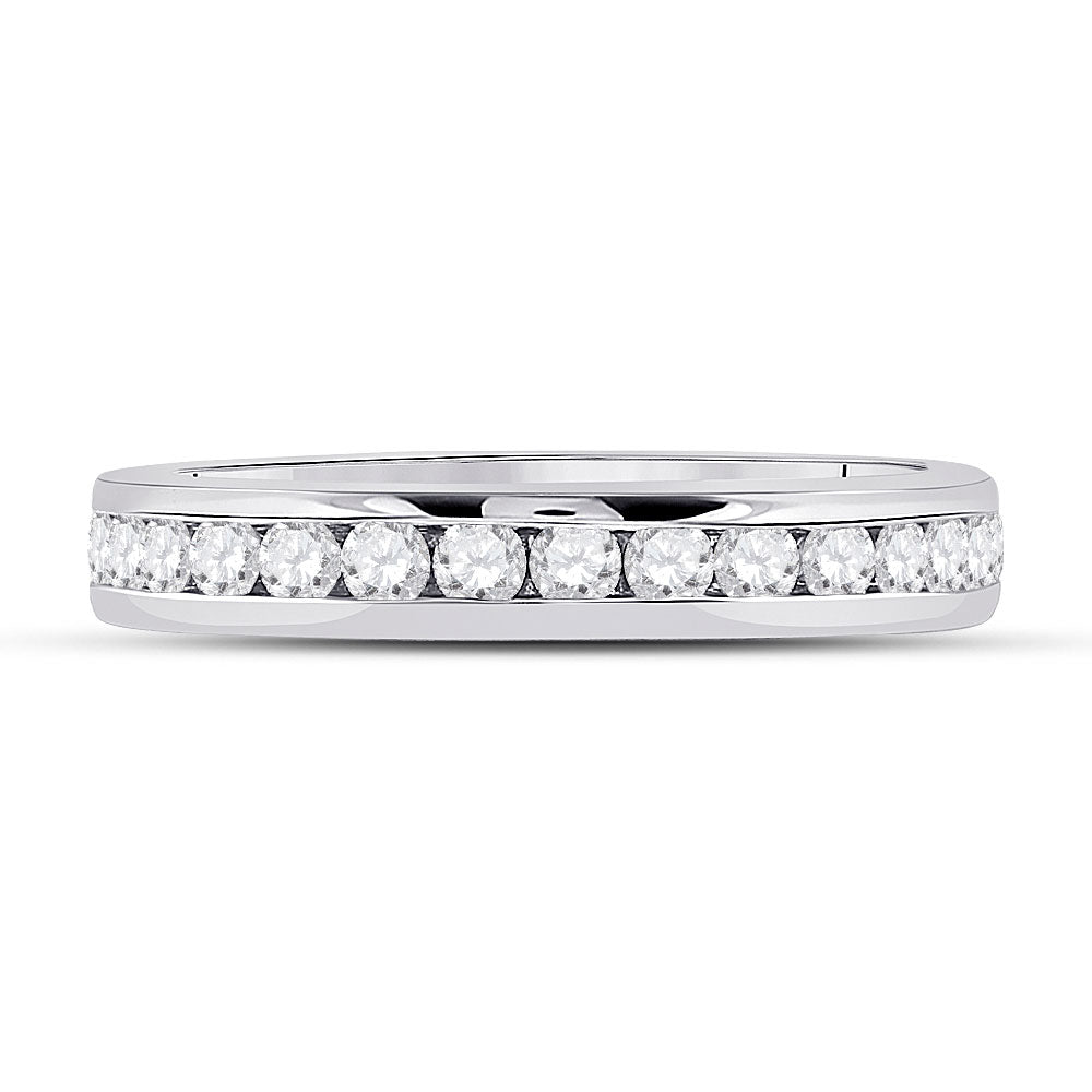 14kt White Gold Womens Round Diamond Eternity Wedding Band 1 Cttw