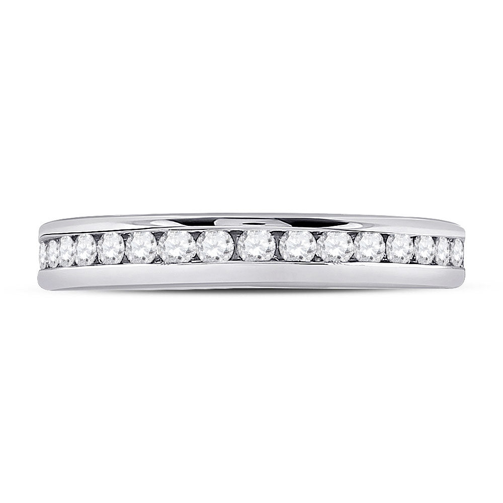 14kt White Gold Womens Round Diamond Eternity Wedding Band 7/8 Cttw