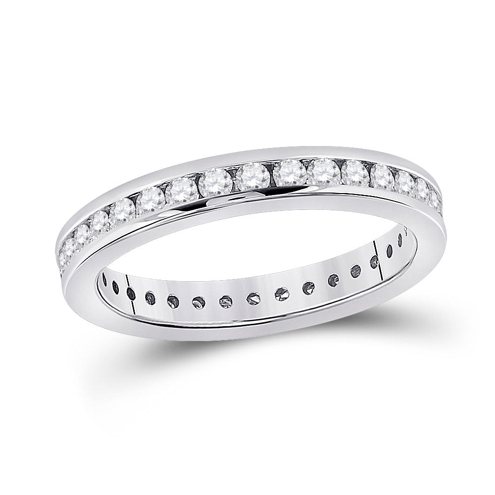 14kt White Gold Womens Round Diamond Eternity Wedding Band 7/8 Cttw