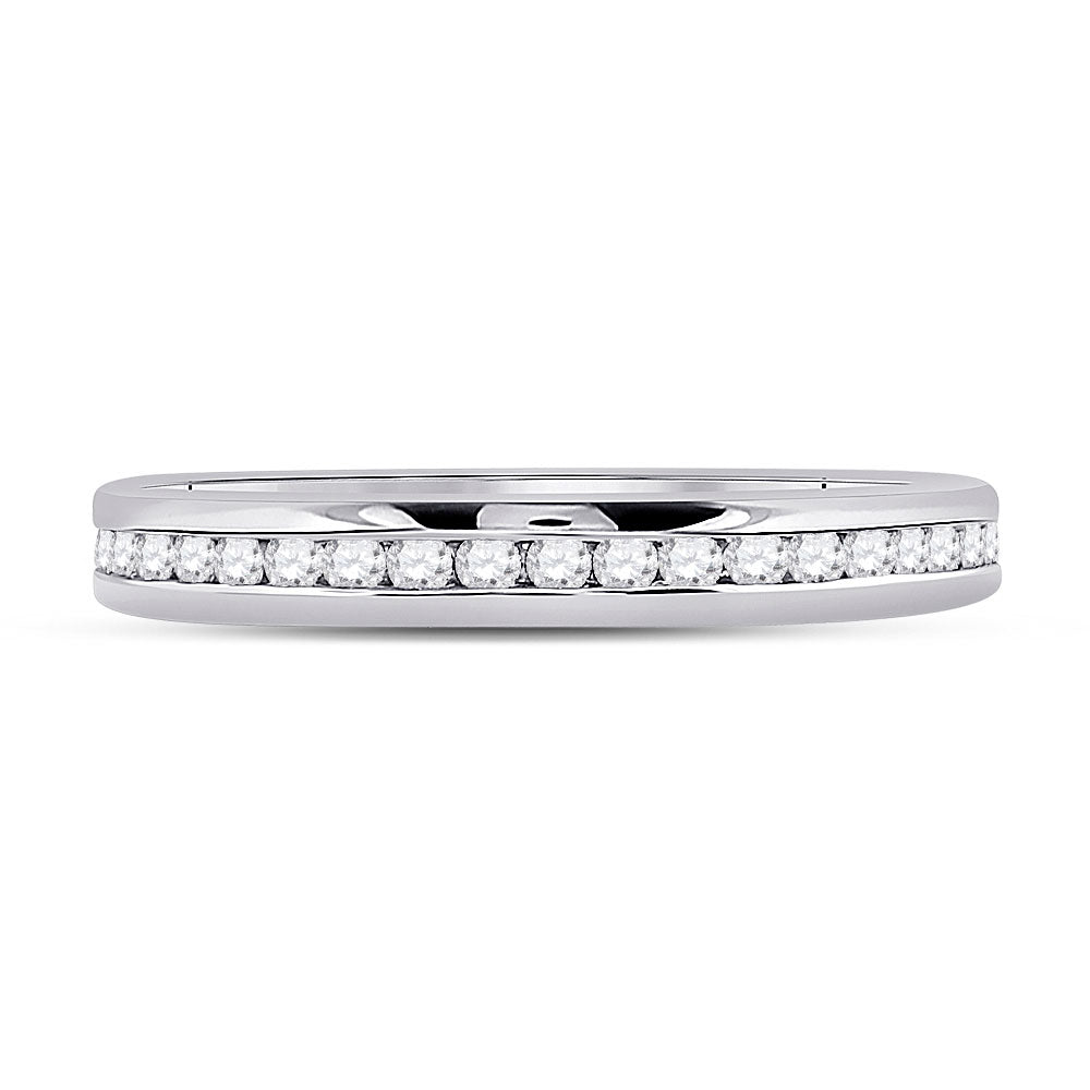 14kt White Gold Womens Round Diamond Eternity Wedding Band 1/2 Cttw