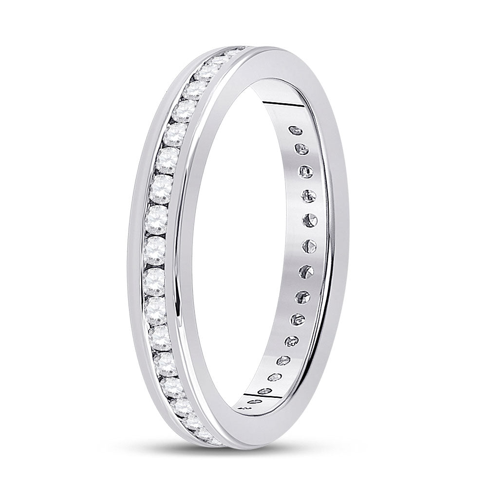 14kt White Gold Womens Round Diamond Eternity Wedding Band 1/2 Cttw