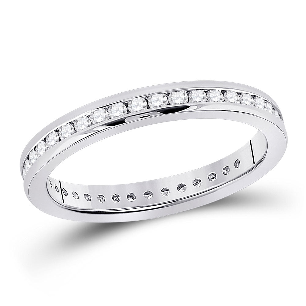 14kt White Gold Womens Round Diamond Eternity Wedding Band 1/2 Cttw